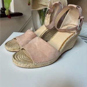 Vince Camuto Blush Suede Espadrille Wedge Sandals